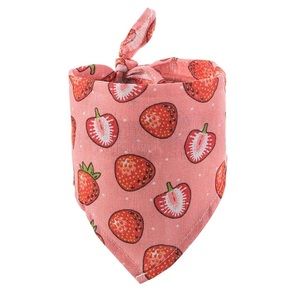 New Strawberry Pet Dog Cat Bandana Vintage Pink and Red